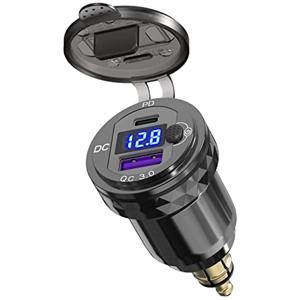 방수 Hella Din 플러그-USB ON-Off 스위치, 30W USB C PD3.0 QC3.0 빠른 충전 전압계 Ducati Triumph BMW 오토바이