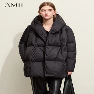 AMII 미니멀리스트 후드 여성 오리 자켓 겨울 새로운 2024 느슨한 따뜻한 빵 의류 트렌디 블렌드 streetwear 여성 12324087