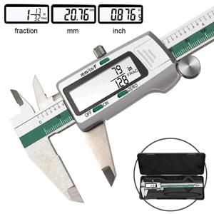 ET50 150mm 스테인리스 스틸 디지털 캘리퍼 6인치 0.01mm 고정밀 분수/MM/인치 측정 목공 두께 게이지