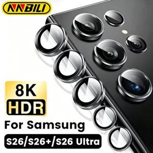 NNBILI 5개 메탈 렌즈 링 글래스 케이스 삼성 S25 S26 S22 S23 S24 울트라 S22 S23 S24 S25 플러스 카메라 렌즈 스크린 보호필름