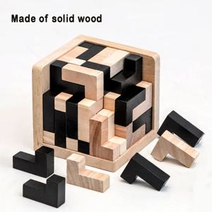 3D 큐브 퍼즐 Luban 연동 CreativeEducational 나무 장난감 두뇌 lQ 마음 조기 학습 게임 어린이를위한 선물 편지 54L