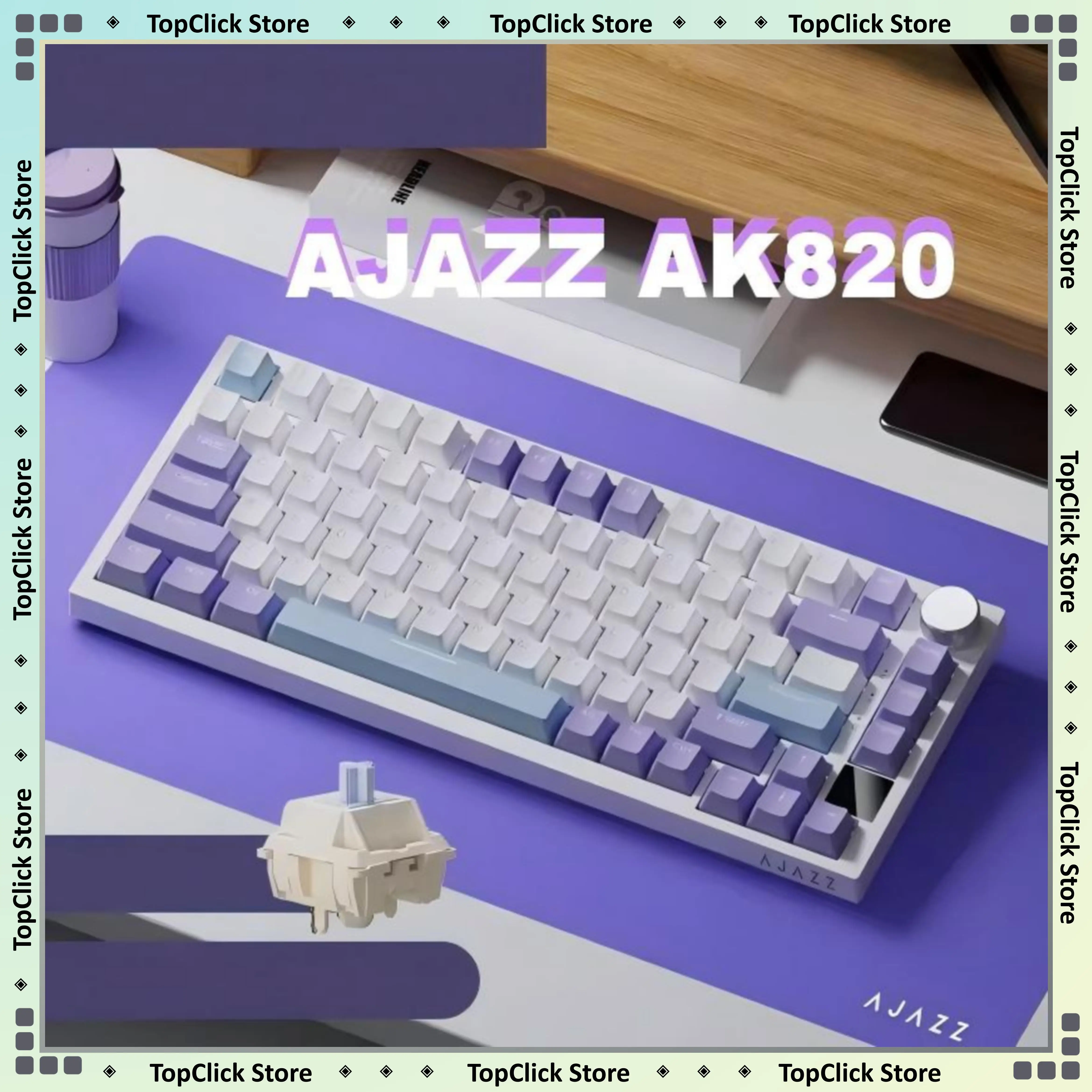 AJAZZ AK820 무선 게이밍 키보드, GASKET 구조, RGB 백라이트, 5중 방음 폼, PBT 키캡