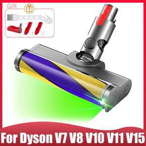 다이슨 V7 V8 V10 V11 V15 진공 청소기 소프트 롤러 브러시 헤드 교체용, 녹색 LED 청소등 포함, 단단한 바닥에 적합
