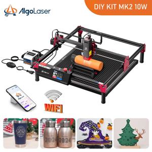 AlgoLaser DIY 키트 MK2 레이저 조각기, 10W 출력 전력, 3.5 인치 컬러 터치 스크린 앱 오프라인 제어, DIY 조각기 커터 도구