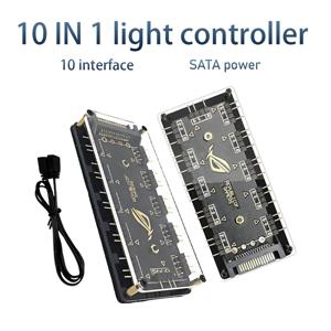 ARGB 커넥터 1~10 포트 분배기 허브 5V 3핀 ARGB 케이스 팬 허브 접착식 베이스 SATA 전원 LED 팬 조명용