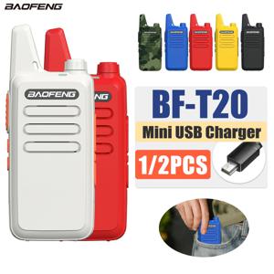 1/2개 미니 무전기 바오펑 BF-T20 VOX 1500mAh 장거리 USB BF-T20D 휴대용 UHF 양방향 무전기 어린이 선물용