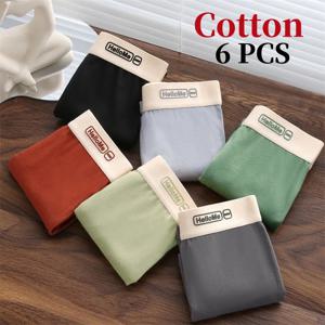 6Pcs/남자 속옷 고품질 순수 코 튼 복서 반바지 항균 통기성 스포츠 남자 속옷 탄력 대형