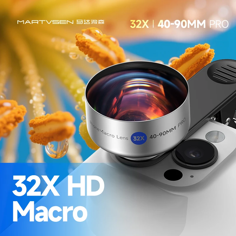 iPhone Samsung Android용 MARTVSEN 32X 5K HD 슈퍼 매크로 렌즈 클립온, 놀라운 클로즈업 사진 촬영, 사진 촬영을 위한 전문가 선택