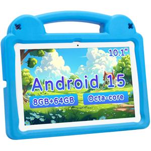 ANRY 2025 키즈 태블릿 PC 안드로이드 15 10.1인치 8GB(4+4확장) 램 64GB 롬 탭 WIFI 듀얼 카메라 태블릿 EVA 보호 커버 포함