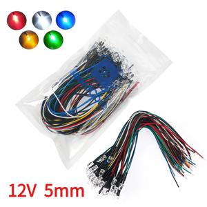 20PCS 20cm 사전 유선 12V 5mm 발광 다이오드 사전 납땜 3-12V 흰색/빨간색/녹색/파란색/노란색/따뜻한 흰색 LED 다이오드 조명 키트