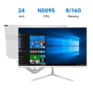 24인치 1K 올인원 컴퓨터 (코어 5095, RAM 8/16GB, SSD 128/256/512/1024GB, 윈도우 11 프로), 화이트, 영어 키보드