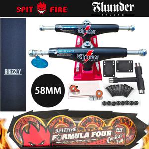 SF 휠 단조 147 THUNDER 스케이트보드 트럭 (8인치 데크용), 프로 크롬 스틸 베어링 그립 테이프 스케이트보드