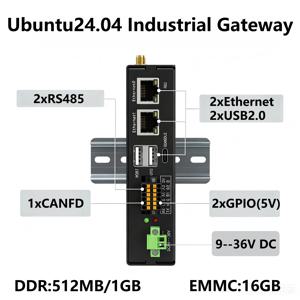 TM-CP2B Ubuntu24.04 오픈소스 4G-LTE Modbus TCP/IP RS485 CANFD GPIO 이더넷 DIN 레일 IoT 산업용 게이트웨이 (PLC용)