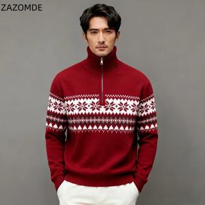 ZAZOMDE 남성 슬림핏 하프 집업 스웨터 비즈니스 캐주얼 니트 풀오버 부드러운 촉감 원단 긴팔 상의 사무실 및 일상복