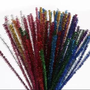 새로운 100개 30cm 글리터 셔닐 스템 토션 바 울 탑 DIY 공예 용품 크리스마스 와이어 스틱