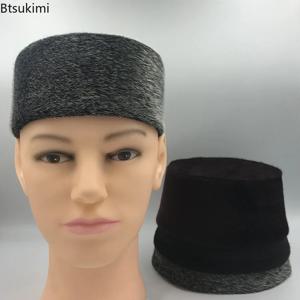 무슬림 모자 남성용 하드쉘 캡 이드 기도 모자 파티 우아한 사우디 두바이 터번 민족 스타일 겨울 보온 할아버지 모자