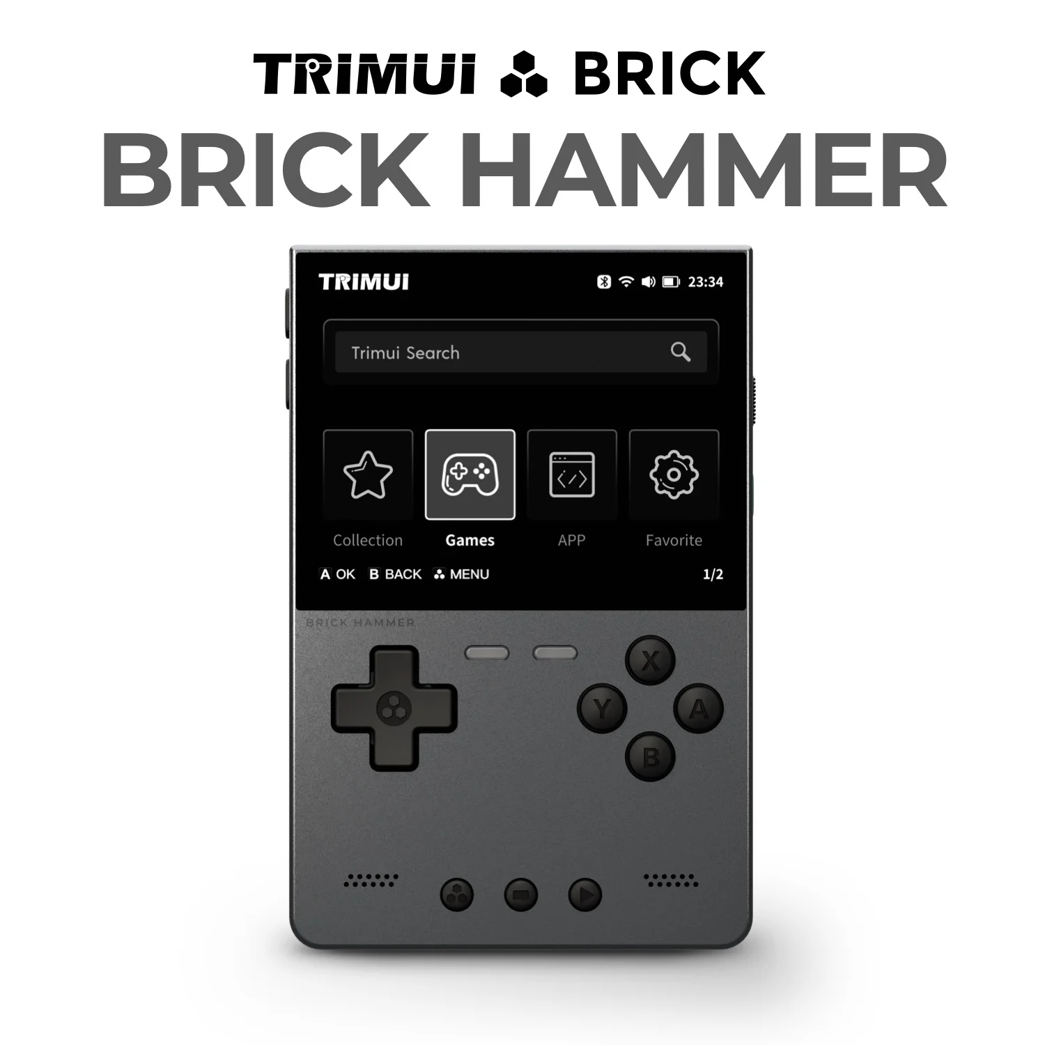 새로운 TRIMUI BRICK 해머 휴대용 게임 콘솔 3.2인치 IPS 화면 리눅스 시스템 금속 바디 키 LED 조명 무료 키캡 증정
