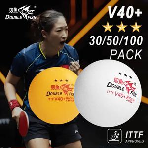 더블 피쉬 V40+ ITTF 승인 3스타 탁구공 프리미엄 ABS 심이 있는 경기용 핑퐁볼 30/50/100팩