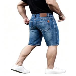 여름 반바지 청바지 남성 데님 팬츠 스트레치 다크 블루 패션 디자인 남성 청바지 슬림 스트레이트 남성 반바지 옴브레