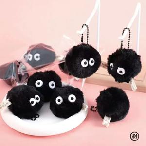 1/2/3/5/10pcs 석탄 공 피규어 열쇠고리 액세서리 귀여운 플러시 블랙 석탄 공 만화 가방 펜던트