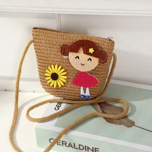고품질 수제 밀짚 숄더백 귀엽고 가벼운 크로스백 꽃무늬 비치백 여행 가방
