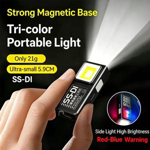 미니 COB LED 손전등 USB C 충전식 강력한 작업등 클립 및 자석 포함 방수 EDC 캠핑 워킹 포켓 램프