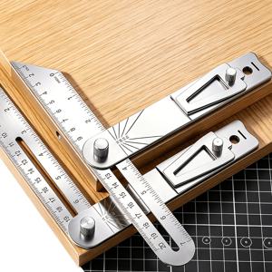 1Pc 목공용 스크라이버 자, 고정밀 T자형 다각도 스크라이빙 도구, 금속 이동식 각도자, 도브테일 게이지