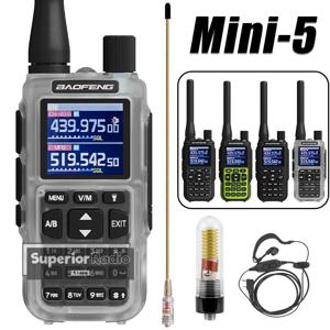 바오펑 미니-5 무전기 멀티 컬러 블루투스 앱 프로그래밍 AM/FM NOAA 타입-C 충전 업그레이드 UV-5R 미니 양방향 무전기