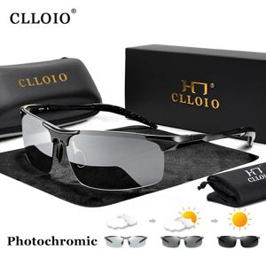 CLLOIO 알루미늄 포토 크로 믹 선글라스 남자 편광 된 주야간 운전 카멜레온 안경 눈부심 방지 변경 색상 태양 안경 UV