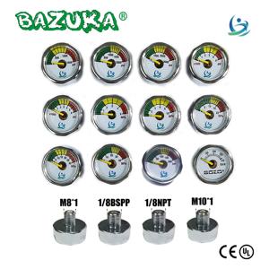 소형 압력계, 초소형 마노미터 25mm/1인치, 압축 공기용 수동 펌프, 다이빙용 HPA 레귤레이터, M8*1, M10*1, 1/8NPT, 1/8BSPP