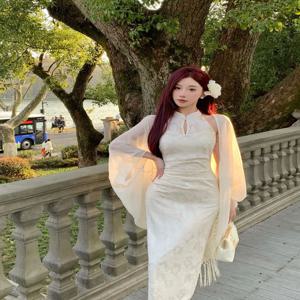 동양 고삐 Qipao 드레스 여성 여름 중국 스타일 틈새 분할 이브닝 드레스 섹시한 우아한 개선 Cheongsam 패션 파티