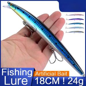 1개 낚시 미끼 하드 베이트 크랭크베이트 인조 미끼 바다 워블러 수영 미끼 빅 레이저 미노우 18cm/24g