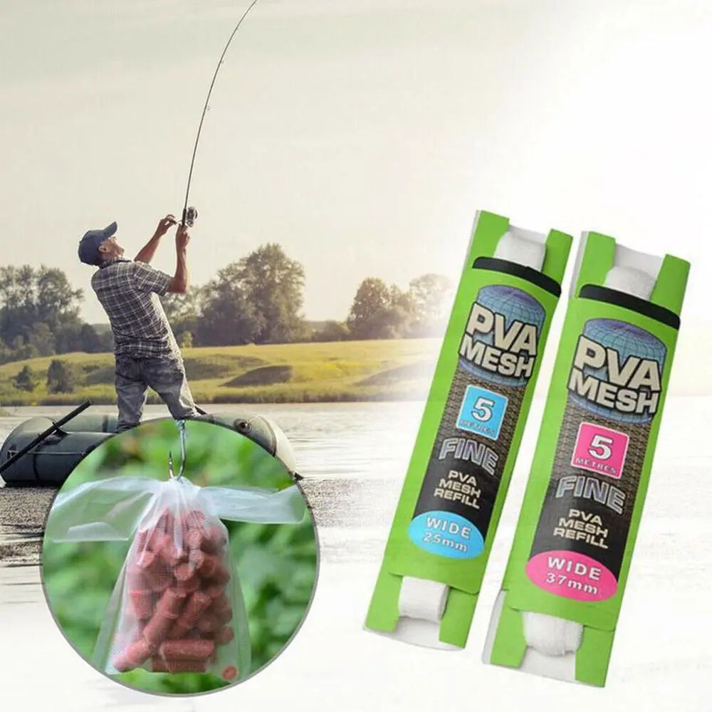 5M/20M 수용성 PVA 메쉬 리필 잉어 낚시 피더 낚시 미끼 리필 장비 후크 미끼 랩 가방 25mm 37mm 44mm 낚시 액세서리