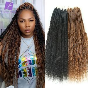 인모 컬이 있는 보호 Locs 크로셰, 사전 루프, 27 30 브레이드 헤어 익스텐션, 매듭 없는 헤어 데드락, 브레이드 딥 웨이브