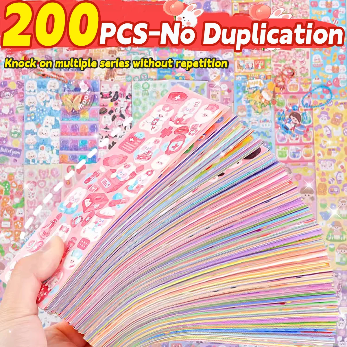 20-200 PCS 귀여운 스티커 Goo 카드 Kawaii 만화 레이저 스티커 일기 DIY 학교 학생 장식 문구에 반복 없음