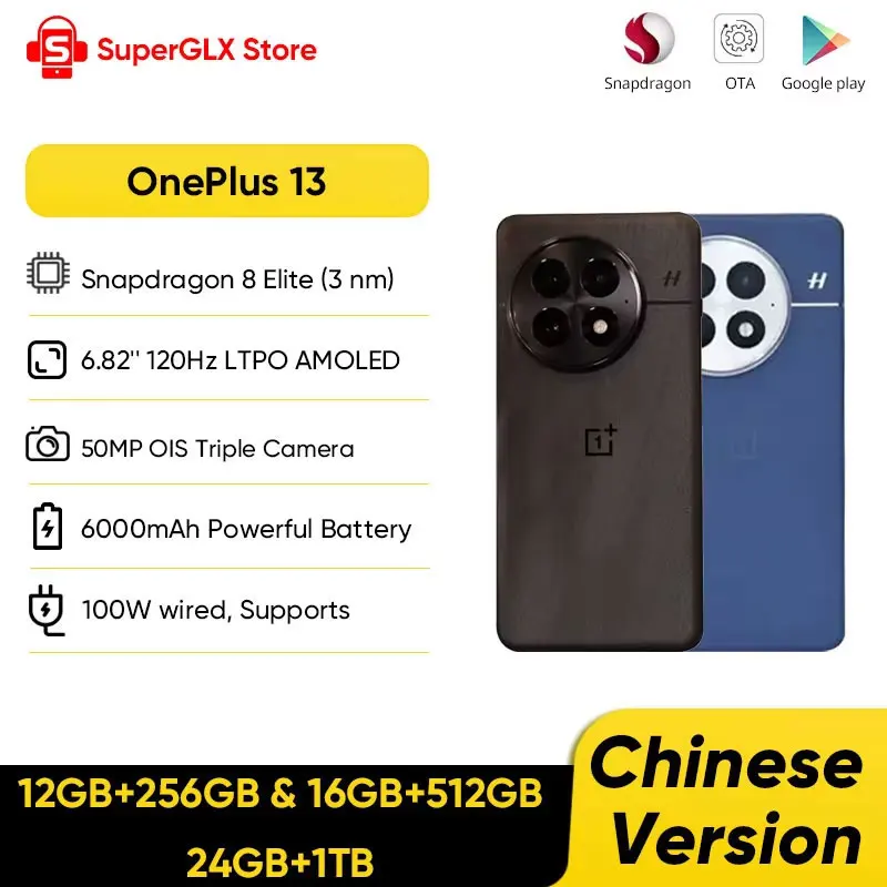 원플러스 13 5G 스마트폰 스냅드래곤 8 엘리트 6.82인치 120Hz LTPO AMOLED 디스플레이 컬러OS 15 6000mAh 대용량 배터리 100W 슈퍼부스트 IP68