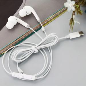 유형 C 헤드셋 스테레오 음악 이어 버드 유선 헤드폰 (삼성 Galaxy S23 S22 S21 Ultra S20 Note 10 for huawei phone 용 마이크 포함)