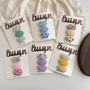3 개/대 BB 클립 꽃 프린트 바레트 아기 소녀 헤어 클립 머리핀 Hairgrips 한국 패션 헤어 액세서리 어린이 머리 장식