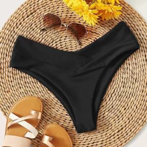 섹시한 블랙 여성용 브라질리언 비키니 하의 수영복 - V컷 치키 thong & 비치 수영용 반바지 여성 수영복