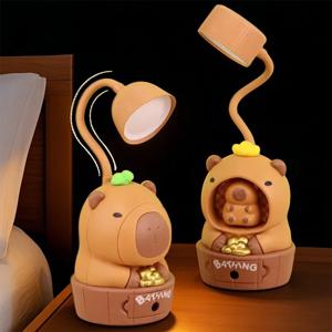 귀여운 창의적인 USB 충전식 LED 책상 램프 연필깎이 디자인 눈 보호 야간등 학생용 침대 옆 테이블 램프