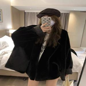 여성용 겨울 인조 밍크 퍼 코트 Y2K 한국 스타일 루즈 럭셔리 헤어리 캐주얼 재킷 패션 스트리트 긴 소매 따뜻한 퍼 아우터웨어