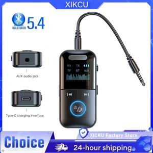 블루투스 5.4 AUX 어댑터 오디오 수신기 송신기 3.5mm 잭 LED 디스플레이 자동차/홈 스테레오/유선 헤드폰/스피커/TV용