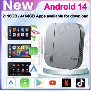 스마트 AI 박스 안드로이드14 4G+64G/2G+32G 무선 CarPlay 안드로이드 오토 TV 박스 유튜브 넷플릭스 지원 (폭스바겐, 닛산, 토요타, 현대, 포드용)