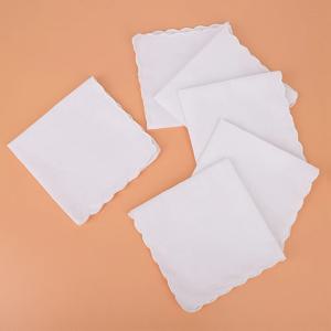 12/24Pcs 30cm 치아 가장자리가 있는 면 흰색 손수건 유치원 그림 DIY 타이다이 장식 순면 흰색 사각 수건