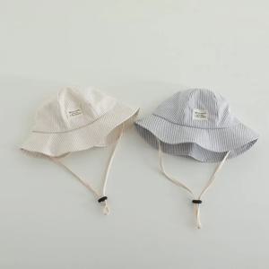 파나마 가을 아기 소년과 소녀 태양 모자 줄무늬 아기 양동이 모자 유아 태양 모자 어린이 해변 태양 모자