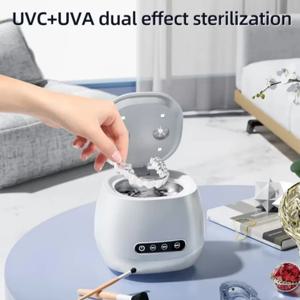 휴대용 48KHZ 초음파 틀니 세척기 UV 살균기 리테이너/얼라이너 세척기 200ml 여행용 교정기/보석 세척기