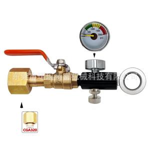 압력 게이지가 있는 소다스트림 CO2 충전 어댑터 – 듀오/테라/아트용, TR21-4 나사산, 대형 탱크에서 소형 실린더로 리필 가능