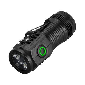 휴대용 미니 LED 손전등 3LED 초강력 조명 플래시 라이트 USB 충전식 내장 배터리(펜 클립 포함)