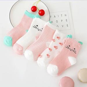 5 쌍 만화 아기 양말 귀여운 고양이 동물 부드러운 면화 니트 아기 소녀 어린이 소년 신생아 소년 0-6 년 동안 어린이 양말