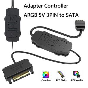 5V 3PIN ARGB 컨트롤러 ARGB 5V 3PIN-SATA 인터페이스 연장 케이블 PC 케이스 팬용 RGB 동기화 컨트롤러 케이블